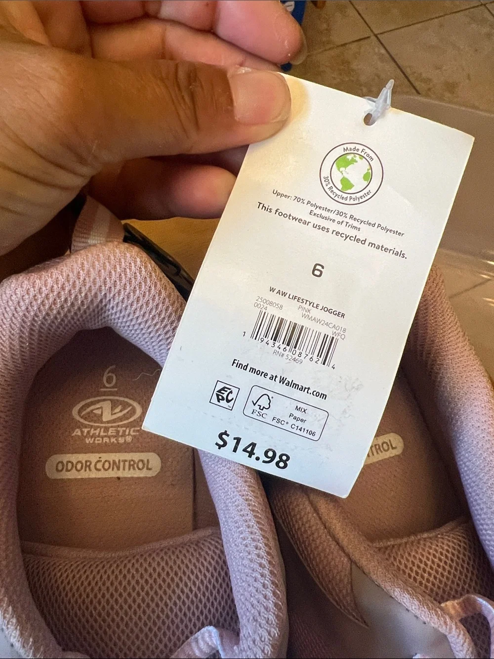 Athletic Works Kids Sneakers in Light Pink and White